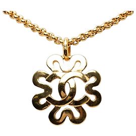 Collier Vintage Plaqué Or Chanel Coco Mark Doré