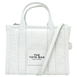 NEW MARC JACOBS THE MEDIUM TOTE BAG LEATHER FC CROCO SHOULDER STRAP White
