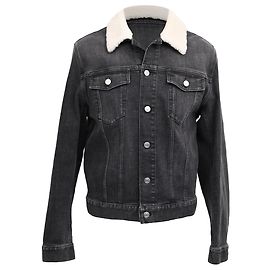 Dior Sheared Collar Denim Jacket in Black Cotton Black