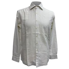 Camicia button-down a maniche lunghe in cotone bianco con texture a waffle Etro Bianco Crudo