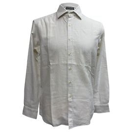 Camicia button-down in cotone bianco con texture a waffle Etro a maniche lunghe Bianco Crudo