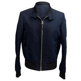 Tom Ford Two-Way Zipped Bomber Jacket in Navy Blue Cotton Blue Navy blue