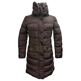 Moncler Vos Puffer Coat with Pockets in Brown Polyamide  Brown Red