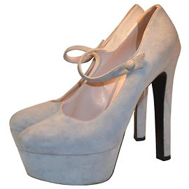 Escarpins plateforme Miu Miu gris turquoise deerskin 38 IT Gris Turquoise