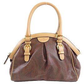 Bolso de lona recubierta Etro Castaño Multicolor Dorado