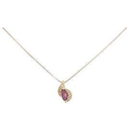 Autre Marque Colar de diamante e granada Au750 Dourado