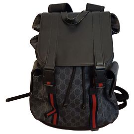 Gucci Monogram Canvas Backpack Black Red Dark blue