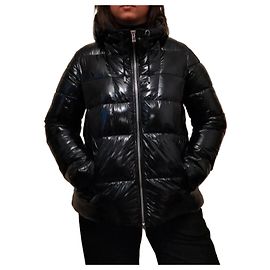 Pinko Shiny black puffer jacket with hood Black