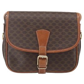 Céline Celine Vintage Macadam Lona e Couro Marrom