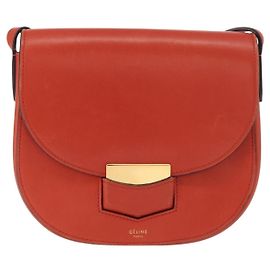 Céline Bolsa transversal Trotteur Celine em couro de bezerro pequena Laranja