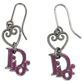 Pendientes de plata rosa con logo de corazón de Christian Dior Plata Rosa