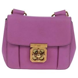 Chloé Bolsa de Ombro em Couro Chloe Elsie Chain Pequena Roxo