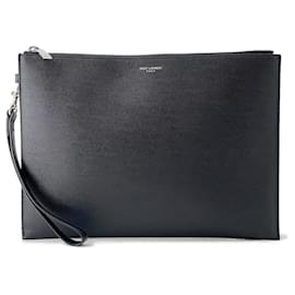 Pochette en cuir noir Yves Saint Laurent Noir