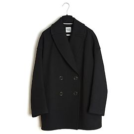 Hermès Caban Jacket FR34 Black Wool Whipcord Oversized Pea Coat UK6 US4 Hermes Black