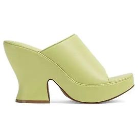 Bottega Veneta Mules em bloco de capim-marinho em couro de bezerro Caqui Verde claro