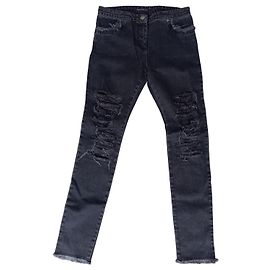 Vaqueros Christopher Kane Negros Grises Algodón Talla 28 Negro Gris
