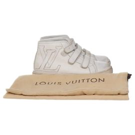 Louis Vuitton Leder Sneaker Creme Größe 29 Roh