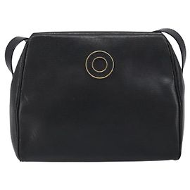Céline Bolsa de ombro em couro com logo circular Celine Preto