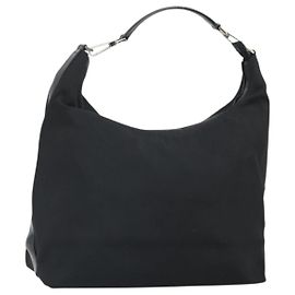 GUCCI Schultertasche Nylon Schwarz Silber 001 1955 Auth 169381 Schwarz Silber