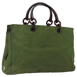 PRADA Sac à main en nylon vert Auth 170274 Vert