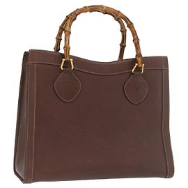 Bolsa de mão em couro Gucci Bamboo preta e dourada 002 1186 0260 Auth ep12963 Preto Dourado