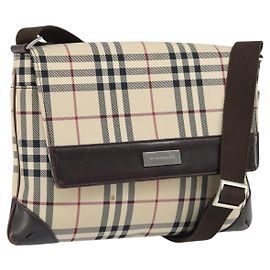 Borsa a spalla Nova Check in nylon beige e argento Auth ep13178 di BURBERRY Argento Beige