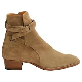 Saint Laurent Botas de ante camel con hebilla Camello