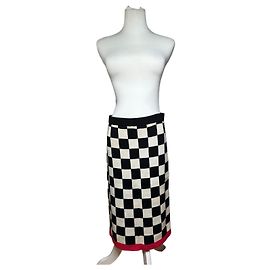 Céline Vintage Celine Paris Chess Emblossed Skirt Black White 40/L Black
