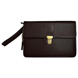 Céline Clutch in pelle vintage Celine Paris marrone con lucchetto Marrone