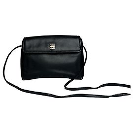 Bolsa de ombro de couro vintage Givenchy preta Preto