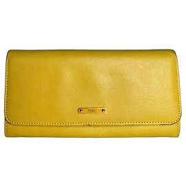 Cartera larga de cuero Fendi vintage amarilla Amarillo
