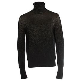 Alexander McQueen, Schwarzer Rollkragenpullover mit goldenem Lurex Schwarz Golden