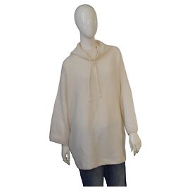 Autre Marque Oversized Hoodie Pullover aus 100 % Kaschmir für Damen | Creme | Pariser Luxus Roh