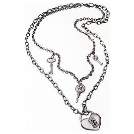 Deliciosa colar DOLCE & GABBANA "Cupid" corrente dupla com fecho "da felicidade" Prata