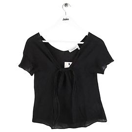 Saint Laurent Blusa di seta nera Nero
