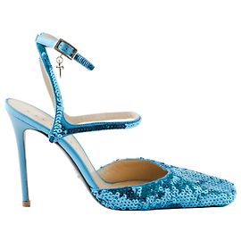 Cesare Paciotti Blue Sequin Stiletto with Ankle Strap Blue Other