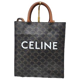 Céline Sac cabas vertical Celine en toile monogramme marron Marron