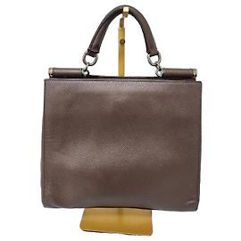 Dolce & Gabbana Bolsa de mão Sicily East West em couro texturizado marrom da Dolce and Gabbana Marrom