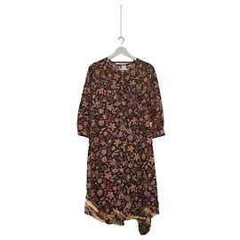 Des Petits Hauts Langes Kleid mit Blumenmuster Schwarz Mehrfarben