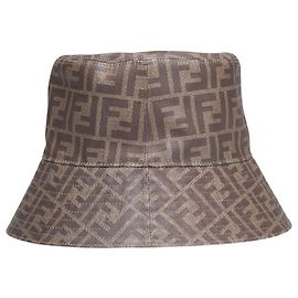 Fendi Zucca Leather Canvas Hat Brown
