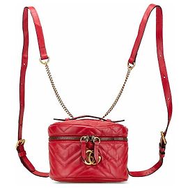 GUCCI GG Marmont Leather Mini Backpack Red