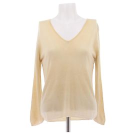 Prada Cremefarbener Pullover mit V-Ausschnitt aus Kaschmir Beige