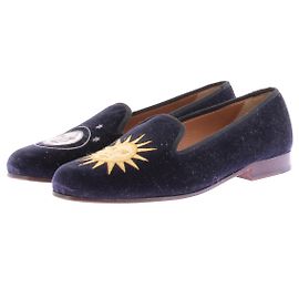 Stubbs & Wootton Mocassins de veludo marinho sol e lua Azul marinho