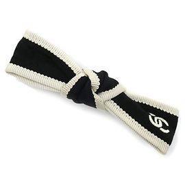 Accessorio per capelli con fiocco in seta Coco Mark di Chanel Nero Bianco