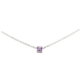 Gucci 18K Weißgold Amethyst Würfel Logo Anhänger Halskette Silber