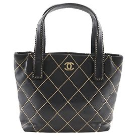 Borsa Wild Stitch in pelle di vitello nera CHANEL Nero