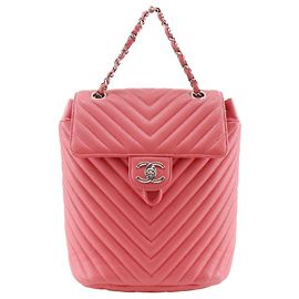 Chanel Chevron Backpack Pink