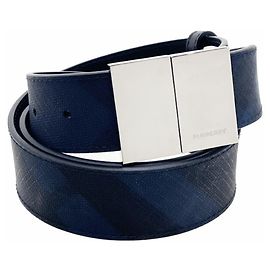 Burberry Men's Check Belt Black Navy blue