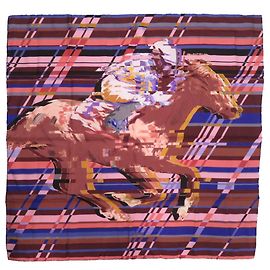 Lenço de seda Carré 90 Hermès Marrom Rosa Roxo