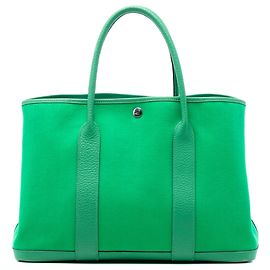 Hermès Garden Party 36 em Toile Verde e Negonda Verde